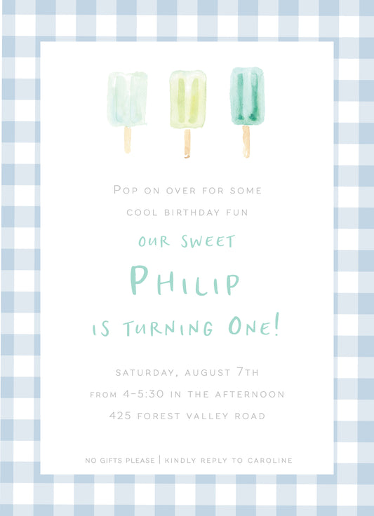 Blue and Green Popsicle Invitation