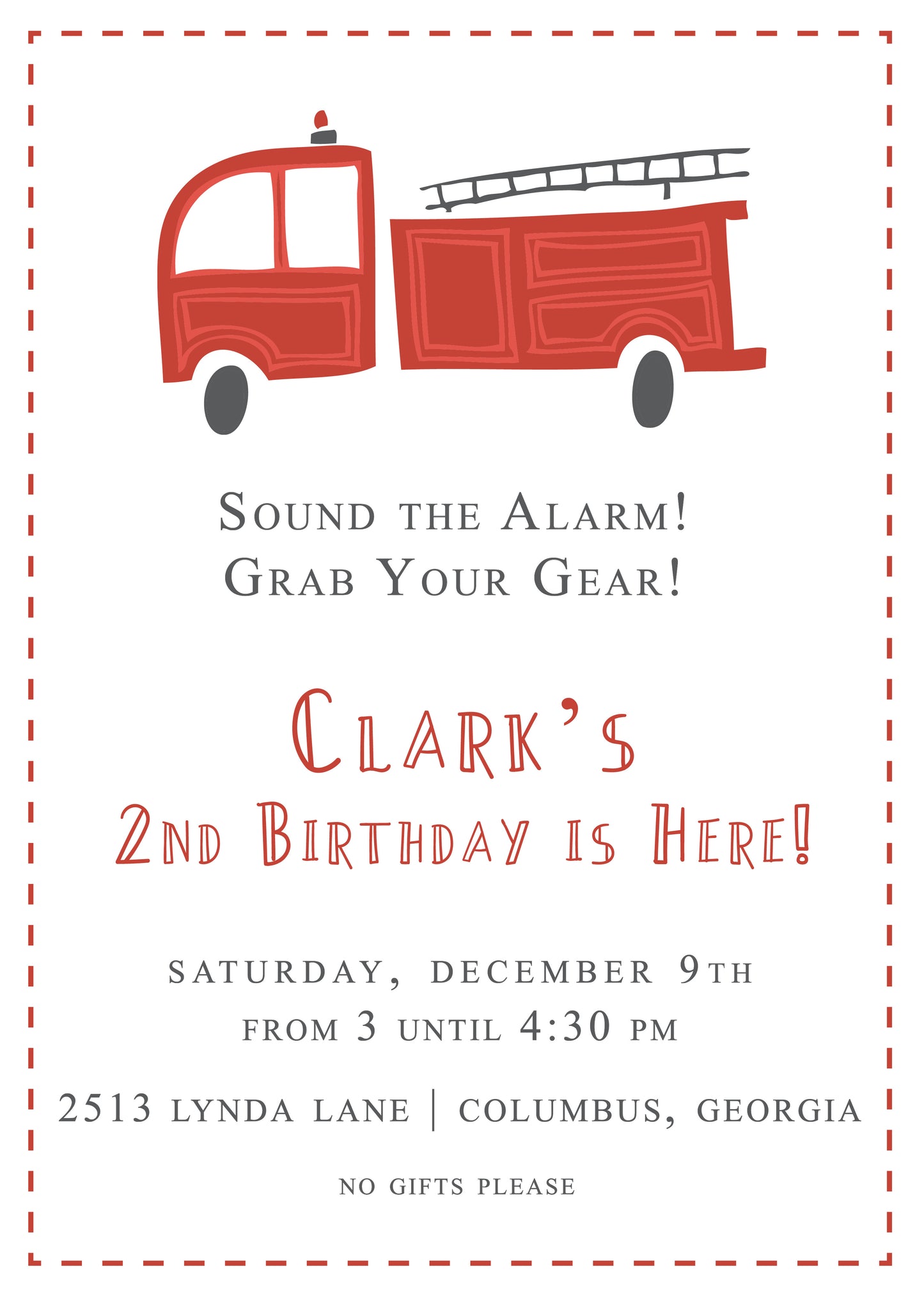Fire Truck Invitation