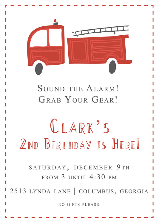 Fire Truck Invitation