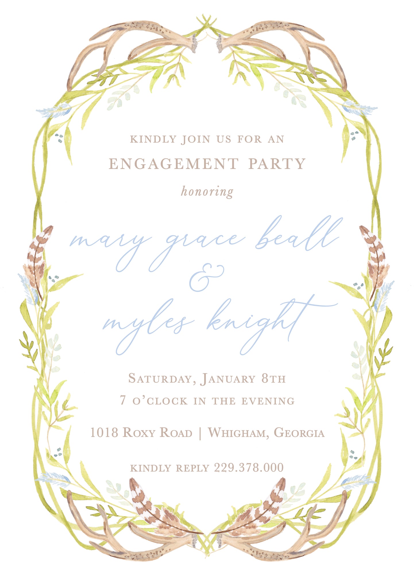 Antler and Feather Invitation