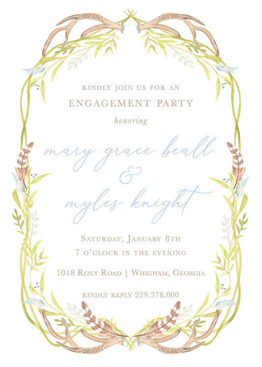 Antler and Feather Invitation