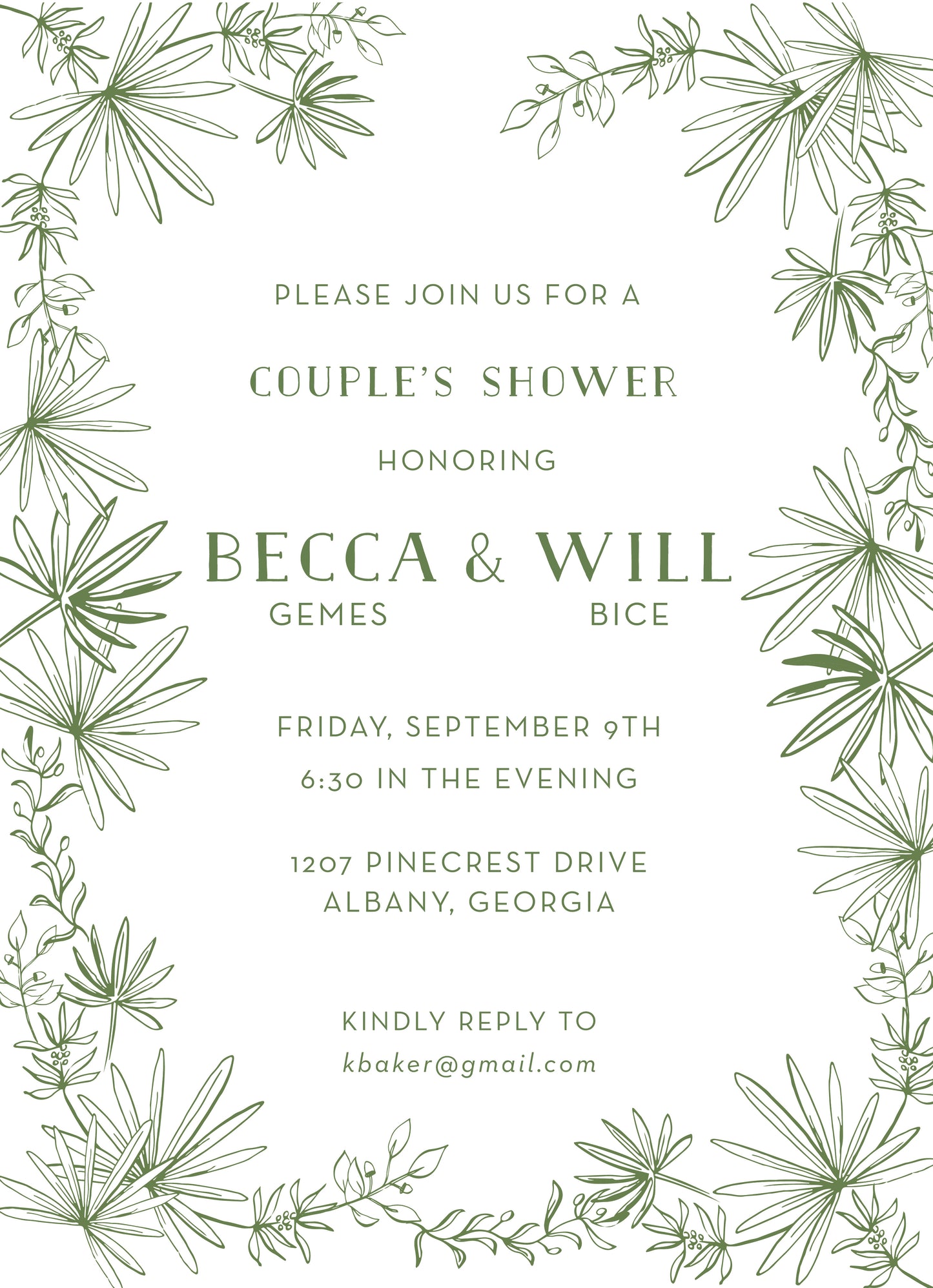 Palm Frond Invitation
