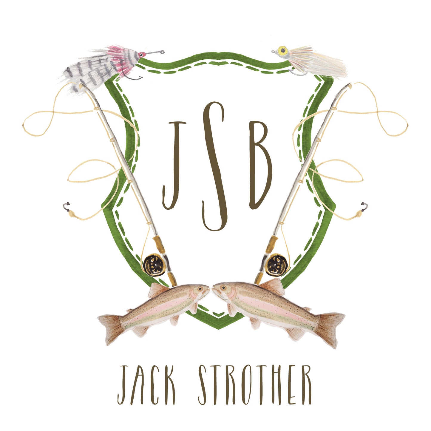 Fly Fishing Monogram Enclosure Card