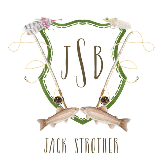 Fly Fishing Monogram Enclosure Card