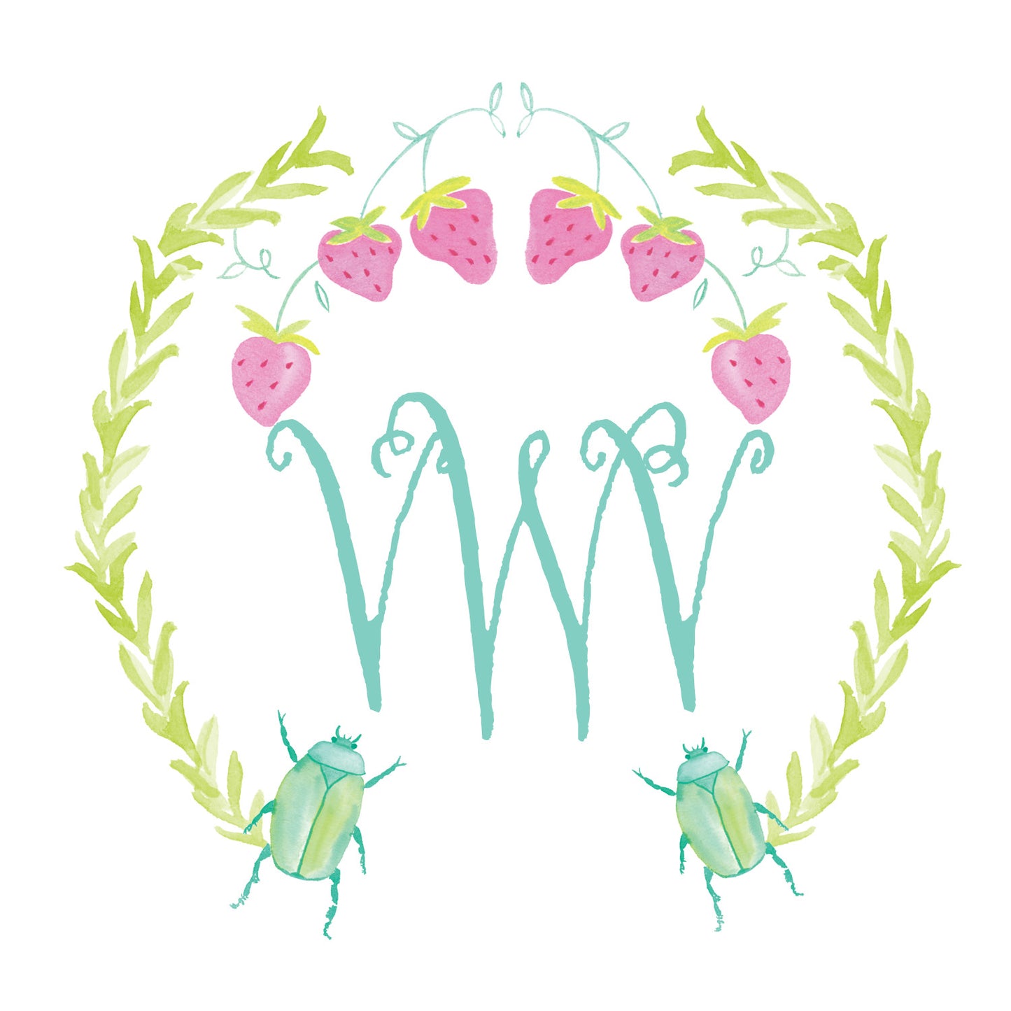 Strawberry Beetle Monogram Enclosure Card