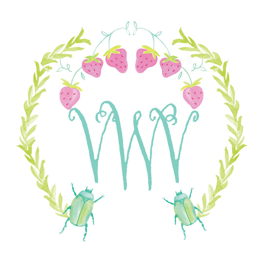 Strawberry Beetle Monogram Enclosure Card