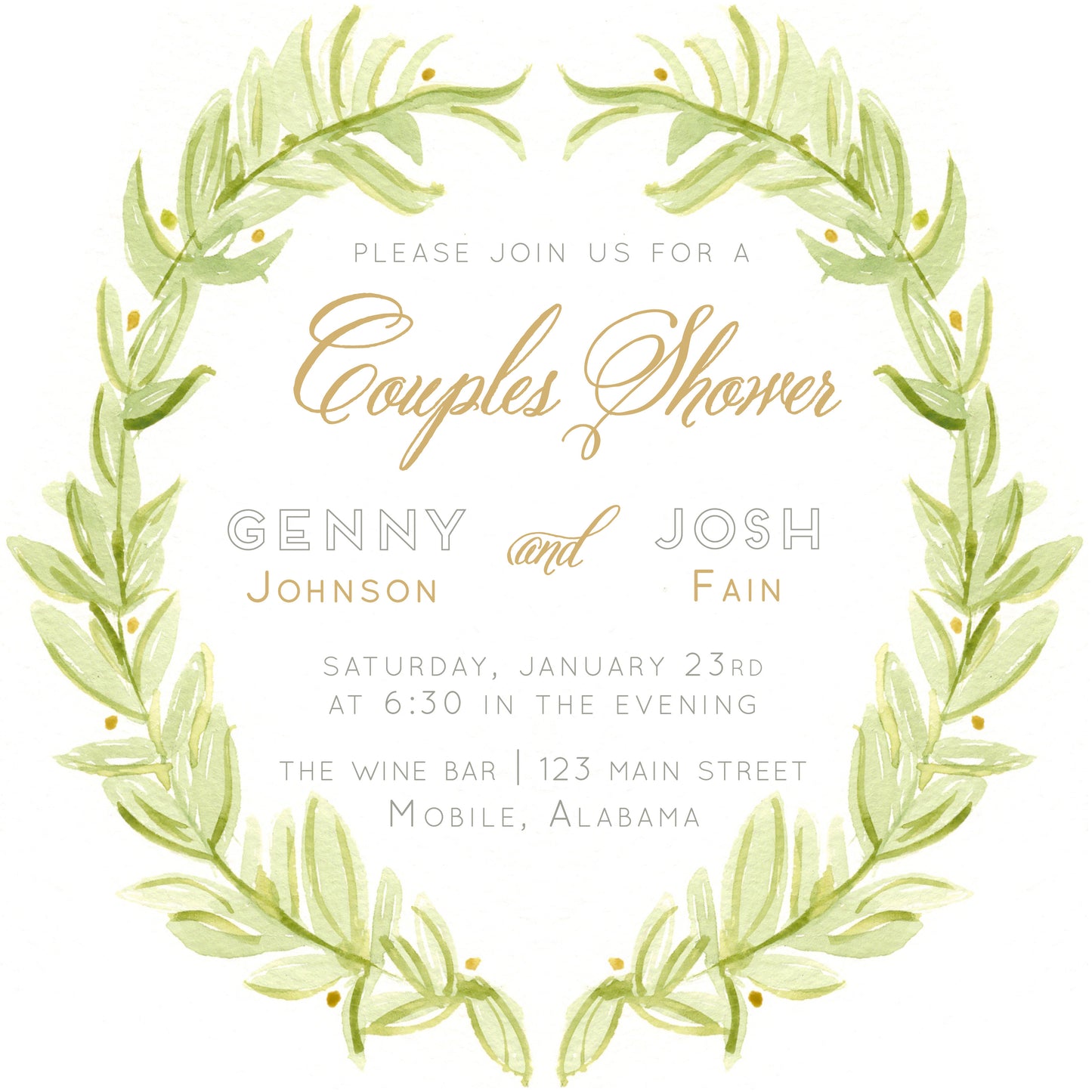 Olive Wreath Invitation