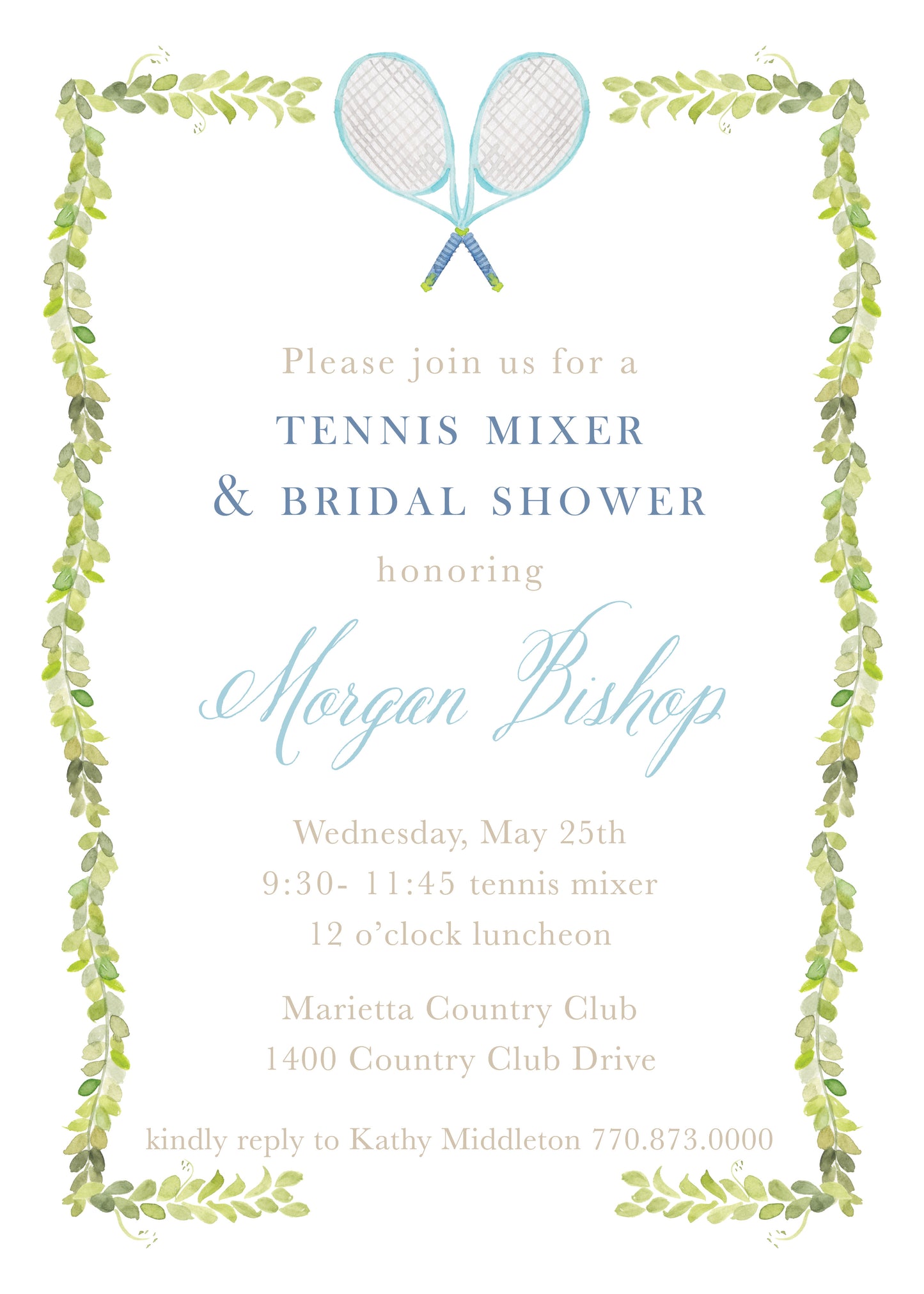 Boxwood & Tennis Invitation