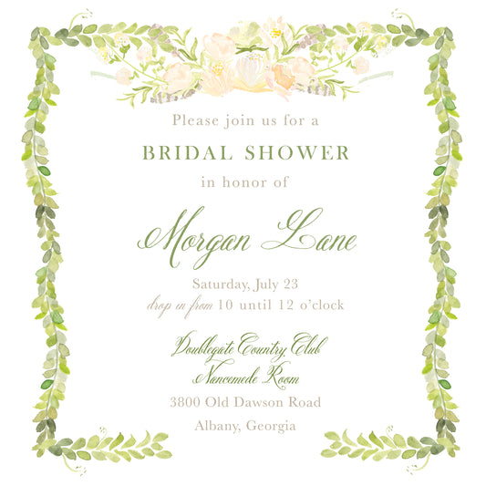 Boxwood Garland Square Invitation