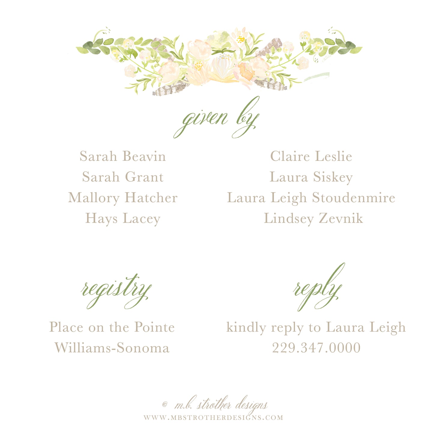 Boxwood Garland Square Invitation