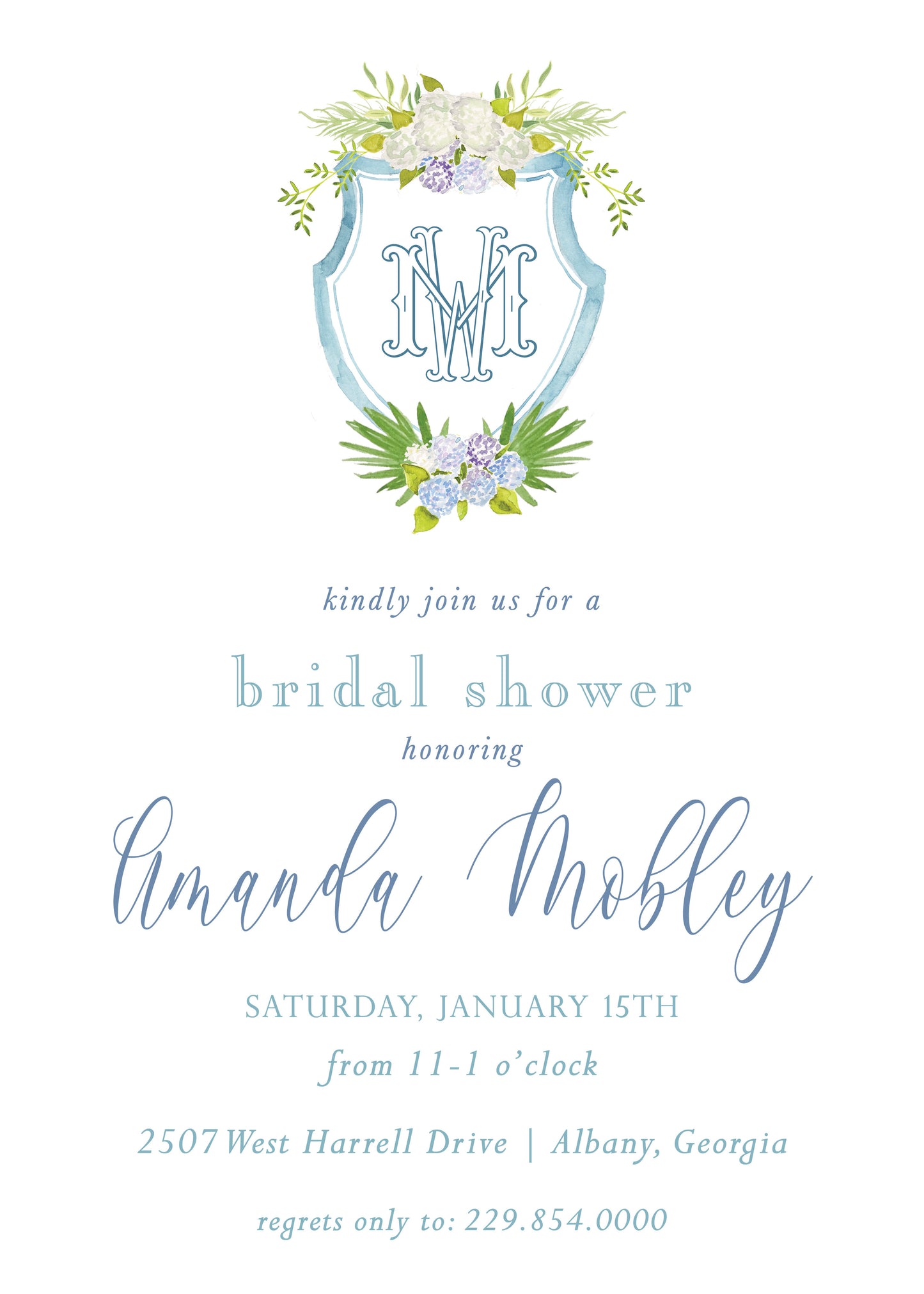 Hydrangea Crest Invitation