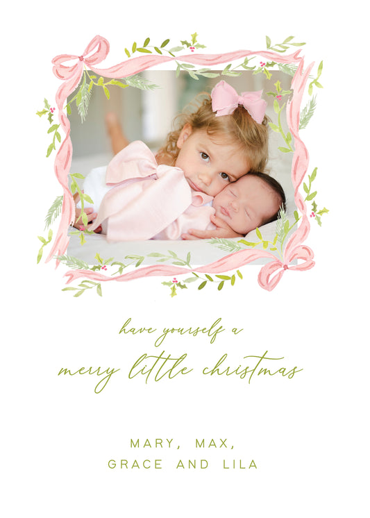 Pink RIbbon Border Birth Announcement