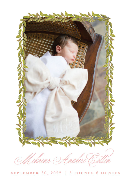 Magnolia Frame Birth Announcement