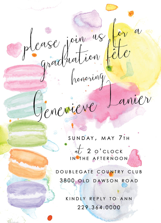 Watercolor Macaron Splash Invitation